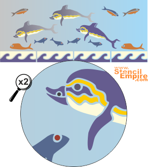 Delfine von Kreta - Schablone für die Dekoration