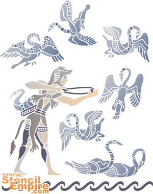Herkules und Vögel - Schablone für die Dekoration