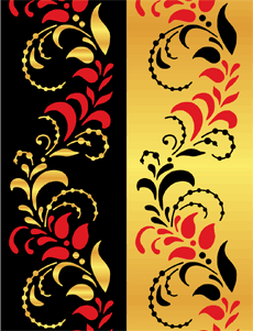 Bordürenmotiv im russischen Khokhloma-Stil - Schablone für die Dekoration