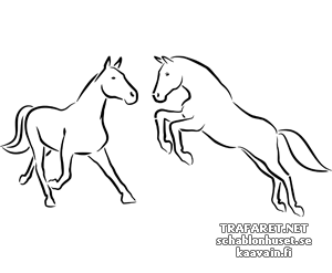 Zwei Pferden 3a - Schablone für die Dekoration