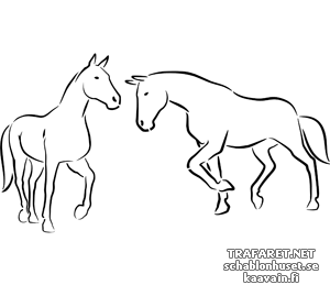 Zwei Pferden 4a - Schablone für die Dekoration