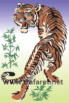 Tiger in japanischem Stil - Schablone für die Dekoration