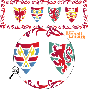 Wappenschildern in den Rahmen - Schablone für die Dekoration