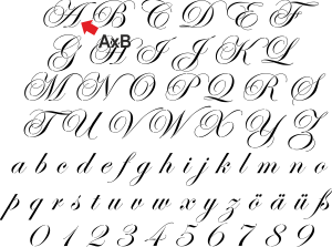 Handschriftliches Alphabet - Schablone für die Dekoration