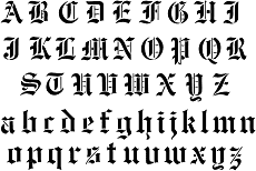 Altmodischer Englischer Schrift - Schablone für die Dekoration