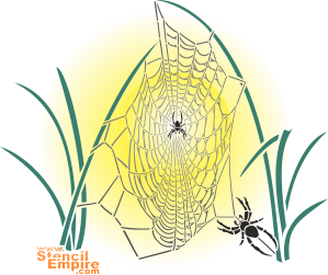Spinnen und Spinnweb - Schablone für die Dekoration