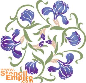 Medaillon im orientalischen Stil mit Schwertlilien - Schablone für die Dekoration