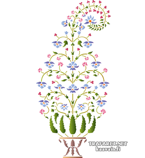 Orientalische Blume in einer Vase - Schablone für die Dekoration