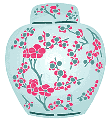 Schüssel mit Sakura - Schablone für die Dekoration