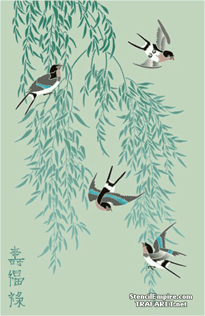 Orientalische Schwalben in Weiden 1 - Schablone für die Dekoration