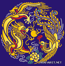 Chinesischer Drache und Phönix - Schablone für die Dekoration