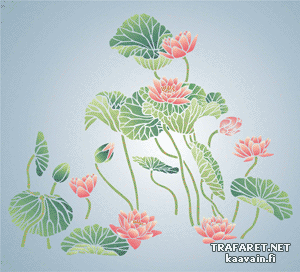 Wasserlilien im Orientalstil - Schablone für die Dekoration