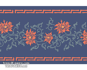 Bordüre mit orientalischen Blumen - Schablone für die Dekoration