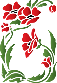 Fliese mit Mohnblumen - Schablone für die Dekoration