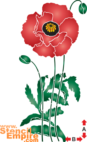 Großer Mohn - Schablone für die Dekoration