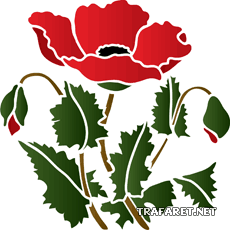 Roten Mohn - Schablone für die Dekoration
