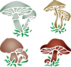 Verschiedene Pilzen - Schablone für die Dekoration