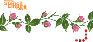Bordürenmotiv aus Rosen (Schablonen für die Bordüren mit Pflanzen)