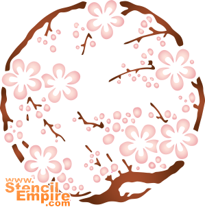 Kreisförmiges Motiv mit Sakura (Schablonen mit östlich Motiven)