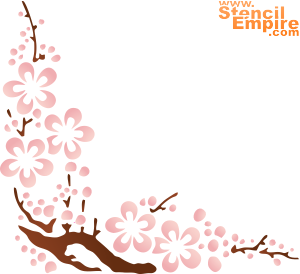 Ecke aus Sakura - Schablone für die Dekoration