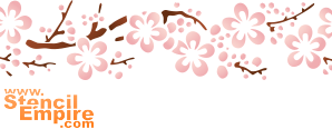 Bordürenmotiv mit Japanische Kirsche (Schablonen für die Wandkanten  in ethnischen Stil)