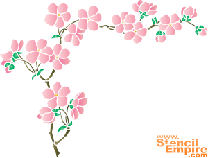 Ecke aus Sakura-Kirschblüten - Schablone für die Dekoration
