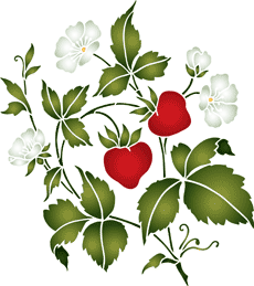 Busch der Erdbeere - Schablone für die Dekoration