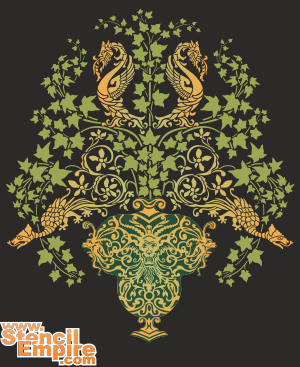 Schüssel mit Drachen im Groteskstil (Schablonen im mittelalterlichen Stil)