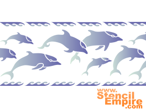 Bordürenmotiv mit Delfine - Schablone für die Dekoration
