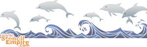 Delfine im Meer (Maritime Schablonen für die Bordüre)