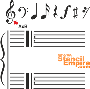 Notensystem und Noten - Schablone für die Dekoration