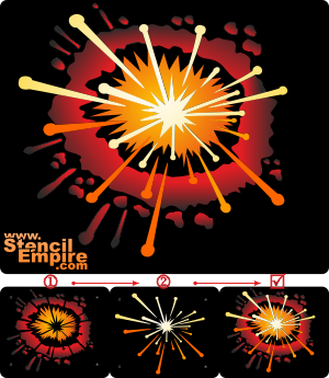 Große Explosion - Schablone für die Dekoration