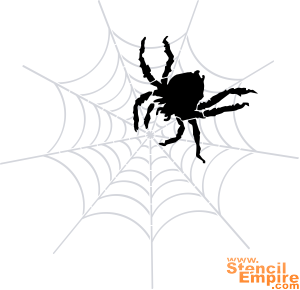 Eine große Spinne und ein Netz - Schablone für die Dekoration