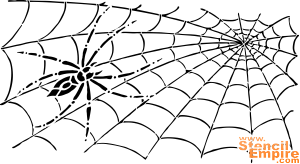 Eine dünne Spinne auf einem Netz - Schablone für die Dekoration