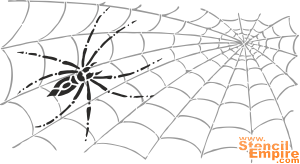 Eine dünne Spinne und ein Netz - Schablone für die Dekoration