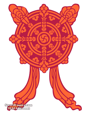 Das goldene Rad (dharmachakra) - Schablone für die Dekoration