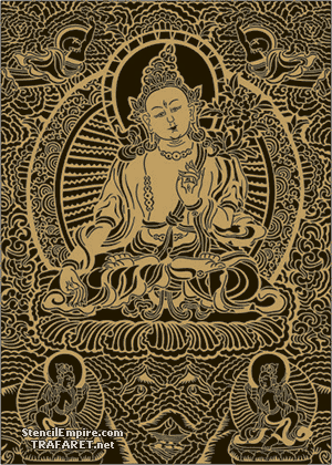 Großer Buddha auf dem Lotus (Schablonen Indische Mustern)
