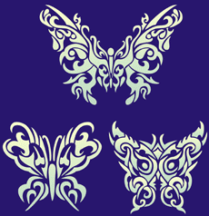 Schmetterlinge (Tattoo-Set) 02 - Schablone für die Dekoration