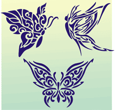 Schmetterlinge (Tattoo-Set) 03 - Schablone für die Dekoration