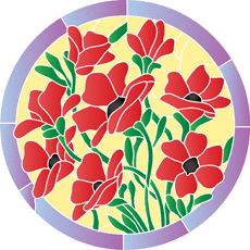 Mohnblumen in Form eines Kreis - Schablone für die Dekoration