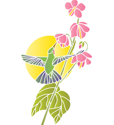 Kolibri und Blumen - Schablone für die Dekoration