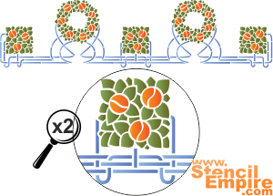 Bordürenmuster mit Orangenbaum B - Schablone für die Dekoration