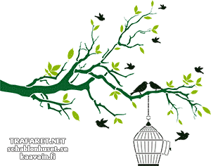 Zweig mit Vögel - Schablone für die Dekoration