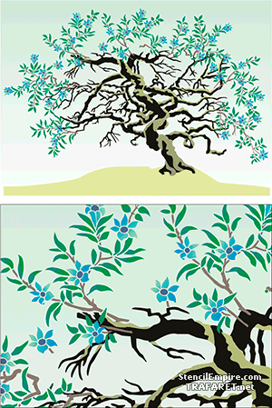 Blühender Baum - Schablone für die Dekoration