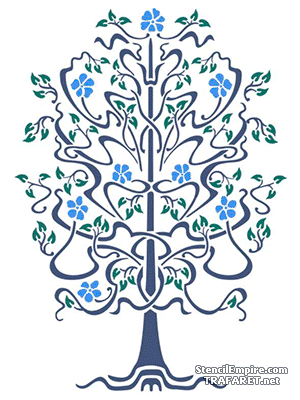 Blühender Baum im Jugendstil - Schablone für die Dekoration