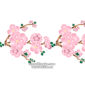 Japanische Zierkirsche Blüten am Zweig 03b - Schablone für die Dekoration