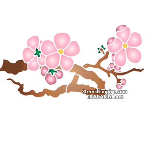 Japanische Zierkirsche Blüten am Zweig 08a - Schablone für die Dekoration