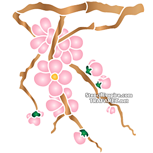 Kirschbaum im Frühling A - Schablone für die Dekoration