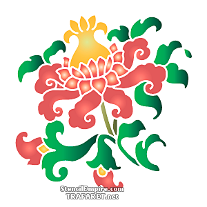 Orientalischer Blumen und Blüten - Schablone für die Dekoration