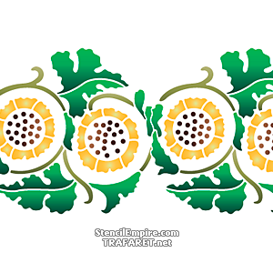 Bordürenmotiv aus gelben Chrysanthemen - Schablone für die Dekoration